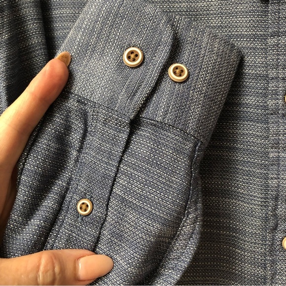 NWT ROWM Mens long sleeve woven blue button down cotton M - Picture 2 of 10